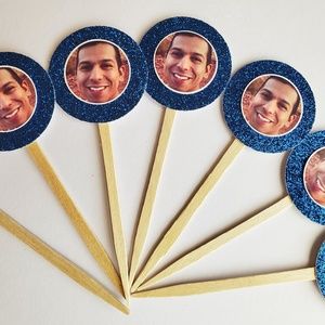 24 personalized photo cupcake toppers decorations